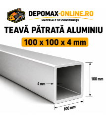 Teava patrata aluminiu 100 x 100 x 4 mm, 6 metri (EN AW-6060)